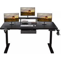 160x76cm Bureau Assis Debout Électrique, Bureau De 62 Pouces Avec Tiroirs Et Commande Manuelle De 4 Claviers Avec Fonction De Mémoire Automatique, Noire