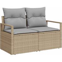 Canapé de jardin,Canapé d'extérieur,Sofa de jardin avec coussin Beige 120 x 62 x 69 cm polyrotin CFW255514
