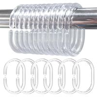 24 - Anneau Rideau Douche - Crochet Forme C - Plastique Robuste Et Léger - Glissement Fluide Pour Tringle Standard - Transparent - 4,6x2,9x0,5cm