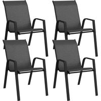 Lot de 4 chaises de jardin empilables. fauteuil d'extérieur avec accoudoirs et revêtement en résine tressée effet rotin