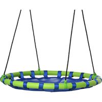 Columpio Infantil Nido con Altura Ajustable Columpio Redondo de Árbol para +3 Años Ø100x120-180 cm Azul y Verde
