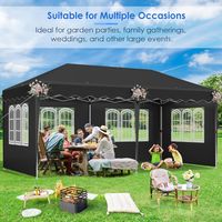 Pop up Gazebo 3x6m,Waterproof 420D Oxford Party Market Garden Tent with 6 Sidewalls,Adjustable Height,UV 50+,Black