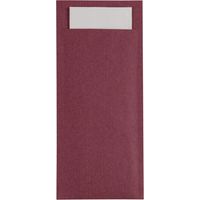 Pochettes à couverts bordeaux avec serviette blanche (lot de 500) - EUROPOCHETTE