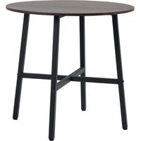 Mesa de Comedor Redonda Mesa de Cocina para 4 Personas con Patas de Acero para Salón Ø80x76 cm Marrón Rústico y Negro