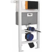 OLI Expert Plus Mechanical Low Height Concealed Cistern with Wall Frame and Basal Black Soft Touch Dual Flush Plate with Square Buttons