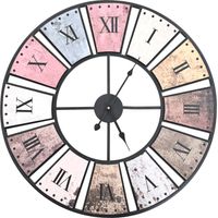 Vidaxl – Horloge murale vintage 60 cm – Mouvements à quartz – Construction métal et MDF – Chiffres romains – Décoration intérieure