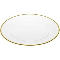 A.L.E Import Piatto Tondo D 330 Mm Vetro Bordo Oro