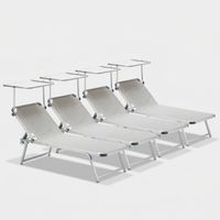 4 Tumbonas de Aluminio para Playa con Toldo Ajustable Nettuno Stock - Gris