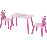 HOMCOM Juego de Mesa y 2 Sillas Infantiles Set de Mesa 55x34x42 cm Sillas 28x26x50 cm para Niños de 2-4 Años para Dormitorio Color Rosa