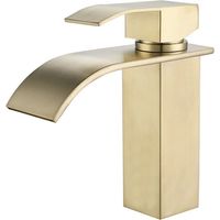 Robinet Lavabo Cascade Or Moderne Robinet Mitigeur pour Salle de Bain Eau Chaude et Froide Réglable
