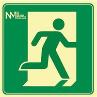 Panneau d'évacuation "Sortie" classe B indiquant la gauche en PVC 21x21cm