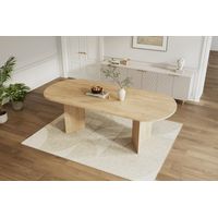 Table à manger extensible de 160/200 × 90 cm, pouvant accueillir de 6 à 8 personnes. Elle se distingue par ses angles arrondis et son plateau épaissi. Une table à manger extensible au style minimalist