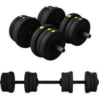 Set di manubri 2 in 1, bilanciere e manubrio, 20 kg, antiscivolo, adatto a pavimenti, nero/verde