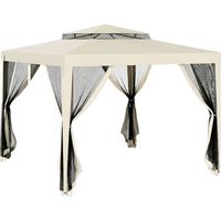 Gazebo de jardin 3x3m avec moustiquaire. Double toit et structure métallique. Beige.