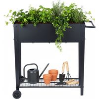 Mobile Raised Garden Bed - Wheels, Storage Shelf