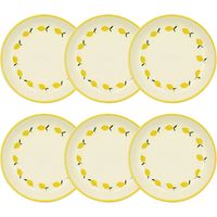 Lot de 6 assiettes creuses 20,5cm en grès, CITRON