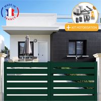 Portail aluminium battant SAH en kit + Motorisation dimensions L.4000 (entre piliers) X H.1500 mm LOCKYVIA (à bras) Couleurs Vert (RAL 6005)