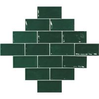 Carrelage Zellige Alicante vert brillant 7.5x15 cm – Fini brillant pour esthétique moderne – Parfait pour murs intérieurs et extérieurs – El Barco