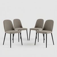 Set de 4 sillas de comedor tapizadas en tela con patas de metal Corvina - Gris claro