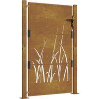 Vidaxl – Portail de jardin en acier corten 100x125 cm – Design découpé au laser – Système verrouillable – Résistant aux intempéries