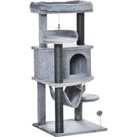 Arbre à chat 48x48x107 cm avec grotte feutrine démontable, hamac, lits, plateformes gris