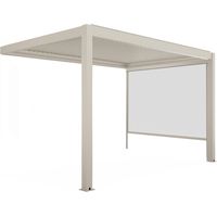 Pergola bioclimatique adossée 3x4m et 1 store bois crème