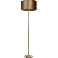 QAZQA Lampada da terra con paralume simplo shade - Classico - Acciaio,Velluto,Tessuto - Ottone/Bronzo/Oro - Tondo Max. 1 x Watt