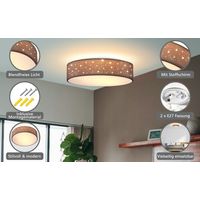 Ceiling lamp fabric shade 38 cm taupe e27 socket