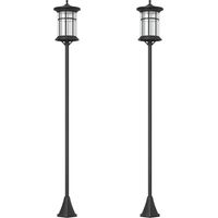 Set of Two 1.8m Traditional Style Solar Lamp Posts - Black