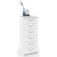 Briebe Prakt Commode Chambre, Chiffonnier Meuble de Rangement avec 6 Tiroirs, 110x40x40 cm Blanc