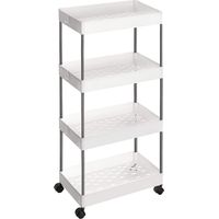 Desserte à roulettes, Chariot de Rangement, Étagère Roulante, 4 Niveaux, Gain de Place, pour Salle de Bain, Cuisine, Bureau, 40 x 22 x 86 cm, Blanc KSC10WT