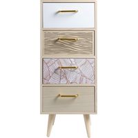 Rebecca Mobili Cassettiera Slim in Legno con 4 Cassetti Stile Boho