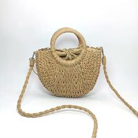 Sac de paille tissé en paille pour femme sac à main bandoulière amovible sac fourre-tout en paille (brun),