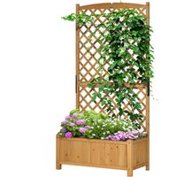 Jardinière bois sapin jaune avec grille, pieds surélevés, trou drainage 90x45x180 cm