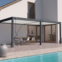 Pergola bioclimatica Ombréa VS 3x6M adossata - Antracite/bianco - V2