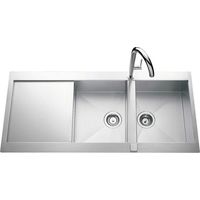 Évier de cuisine Inox lisse ROMA PLUS 2 bacs - L 1160 x l 520 x P 190 mm - sous-meuble de 80 cm
