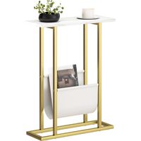 HOMCOM Narrow Side Table, End Table with Magazine Holder for Small Spaces