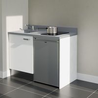 Kochnischen K08L - 120 cm - weiß - Cromo - Spüle links + Haushaltsgeräte Edelstahl