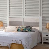 Tête de lit 164x112 cm en pin blanc, gris et beige - KINDA