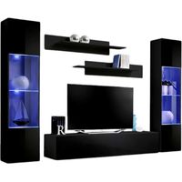 TV-Möbel FLY A3 im Design, glänzend schwarz + LED. Modernes und trendiges Hängemöbel für Ihr Wohnzimmer.