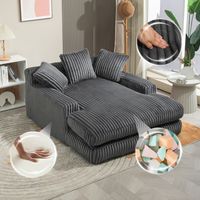 Canapé-lit moderne en velours côtelé Cloud Couch avec 3 coussins moelleux, canapé-lit confortable à une place pour salon appartement bureau (Gris foncé)