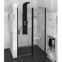 Polysan Zoom Line - Puerta de ducha Negra 100 cm, cristal transparente ZL1310B
