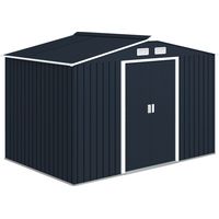 Abri de jardin en métal anthracite avec portes coulissantes, dimensions 2,77 x 1,95 x 1,92 m