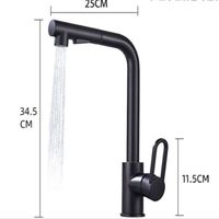 Robinet de cuisine rotatif à 360 ° Robinet de cuisine en laiton Robinet d'évier de salle de bain de style noir