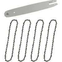 Guide et chaîne pour tronçonneuse Guide-chaîne & 4 Chaînes de tronçonneuses,Guide tronçonneuse 35cm,Chaînes de tronçonneuses à gouges carrées 3/8" 1,3 mm