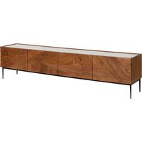 TV-Board Akazie 220x40x50 natur lackiert / Marmor weiß KARLSTAD 06