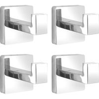Crochets porte-serviettes et porte-manteaux, lot de 4, crochets carrés muraux robustes en acier inoxydable chromé poli