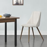 Set da 2 Sedie con Rivestimento in Tessuto 2 Poltroncine Imbottite con Gambe in Metallo - Beige
