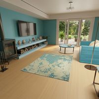 Tapis vintage Comet - Tapis vintage - 300x200cm, Rectangular - 100% Viscose - Tufté main - Bleu