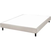 Sommier déco en Kit + pieds 160x200 - Newkit 40 lattes bois - Tissu lin - H. 18 cm